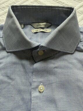 Suitsupply 14.5/37 Blue Micro Check 100% Cotton 2-Ply Shirt